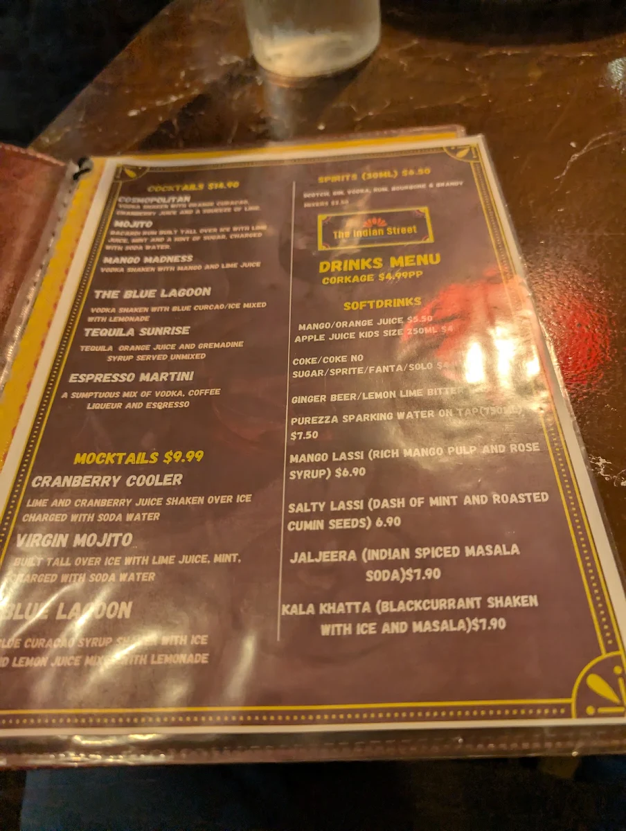 Menu, The Indian Street - Best Indian Restaurant in central coast (ettalong beach) nsw