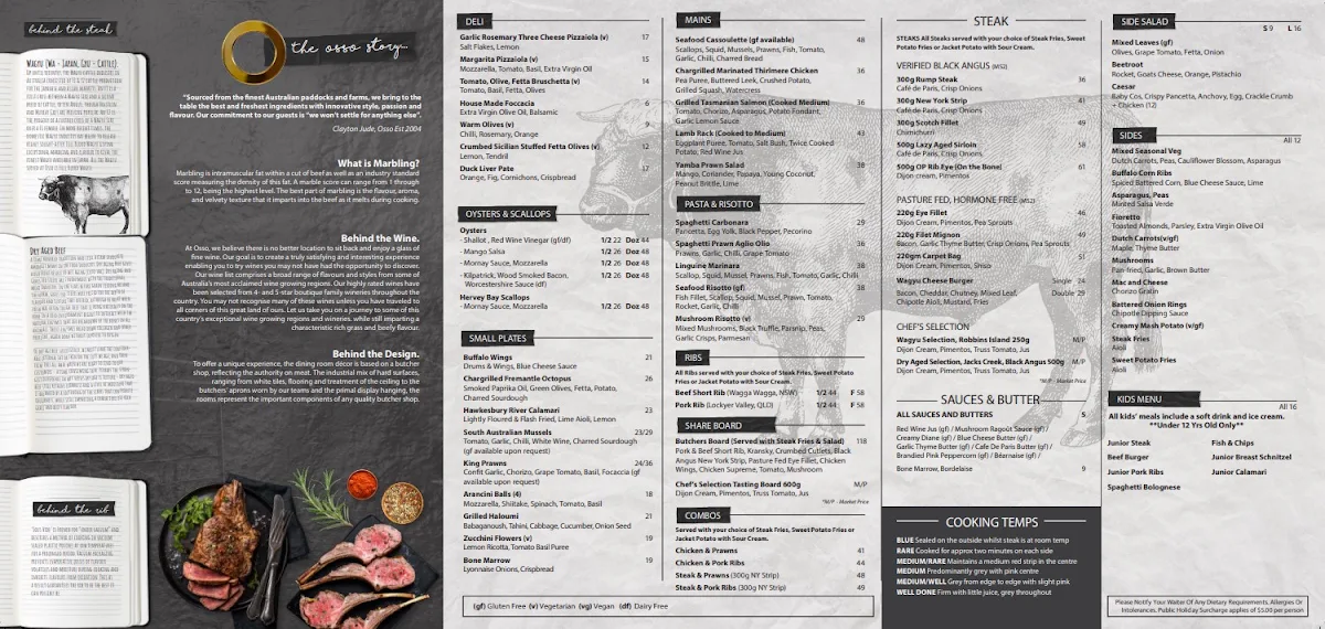 Menu, Osso Campbelltown