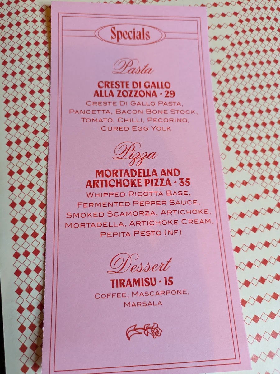 Menu, Leonardo's Pizza Palace