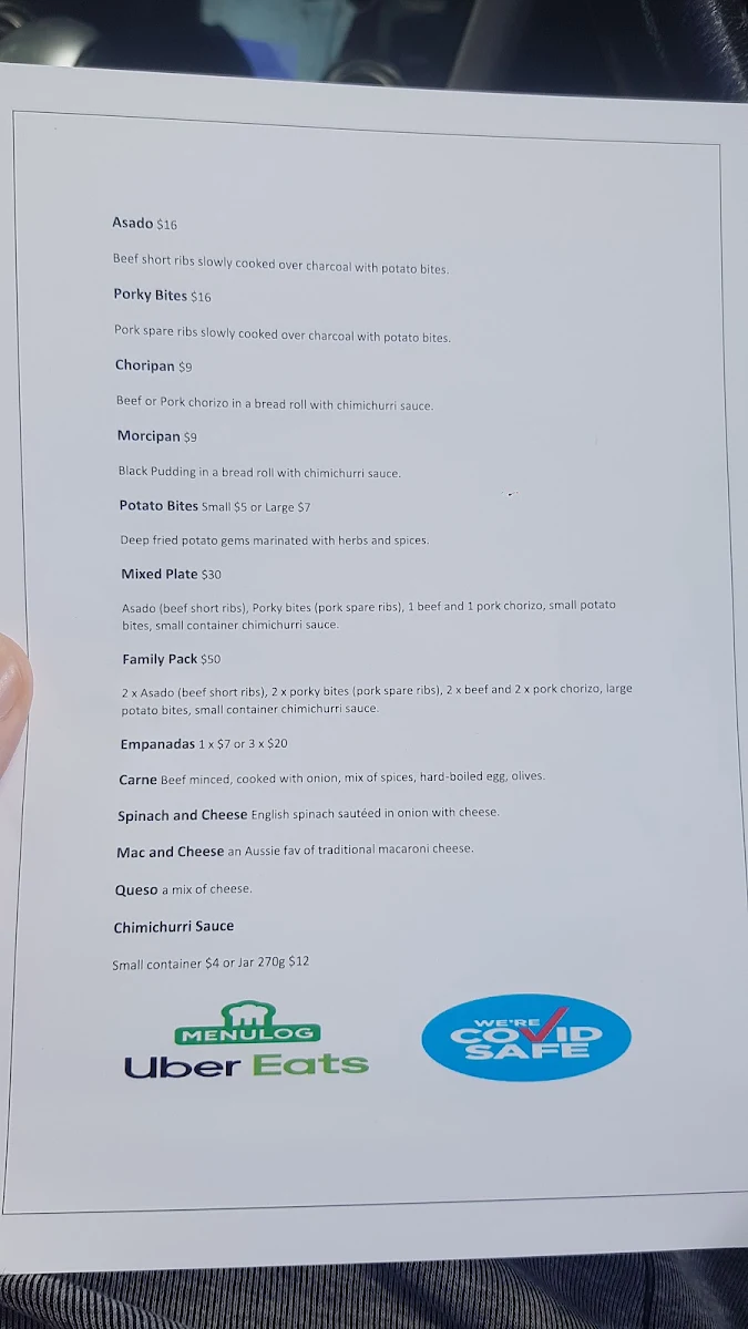 Menu, Parrilla Argenchino Catering