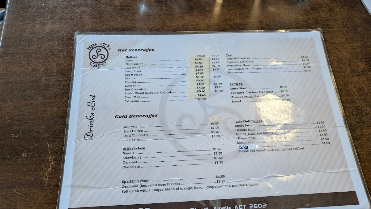 Menu, Breizh Cafe