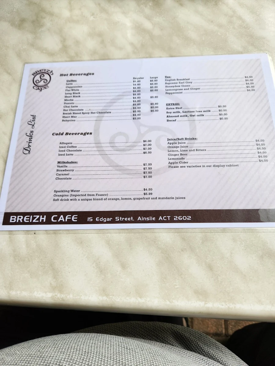 Menu, Breizh Cafe