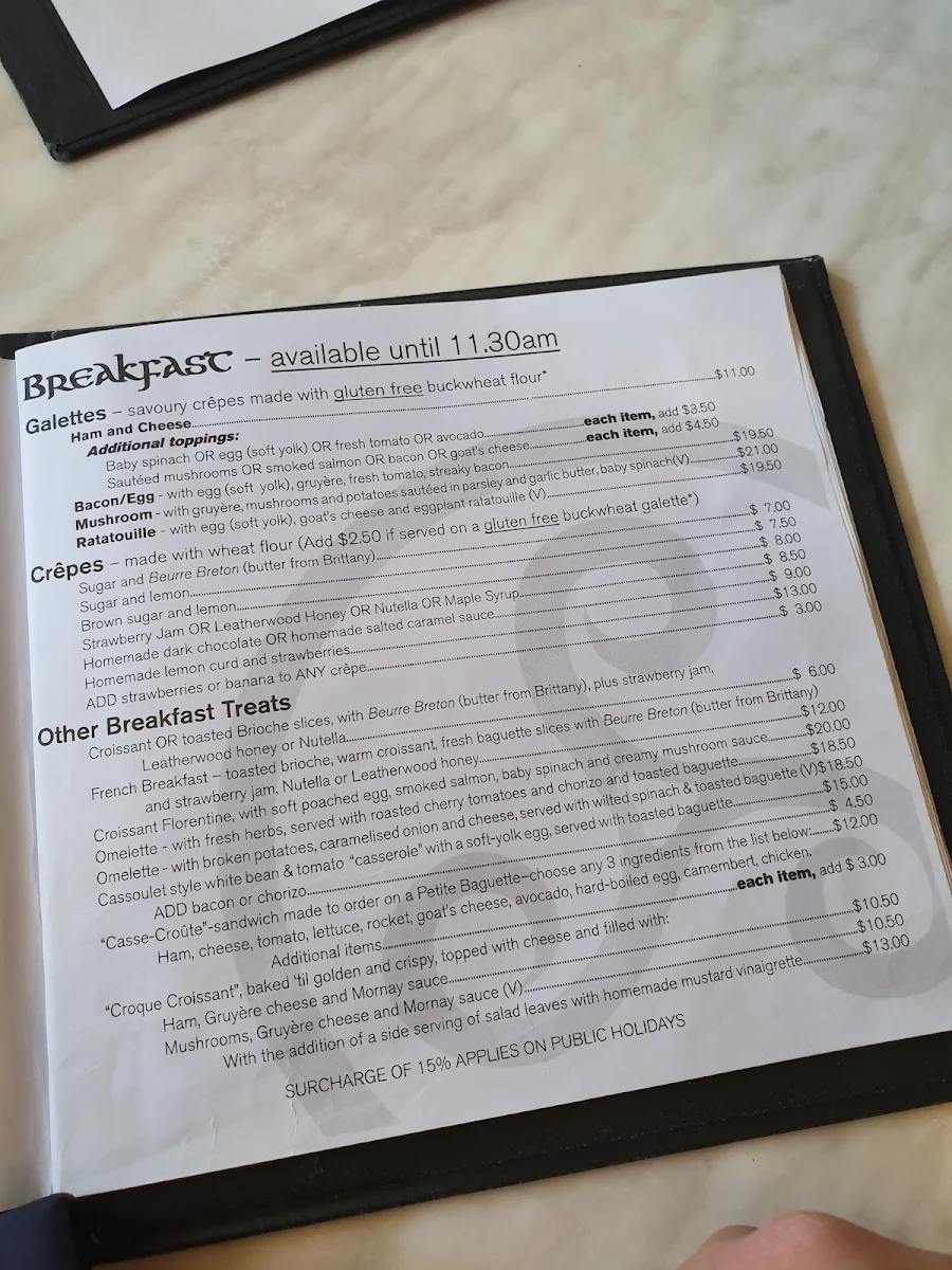 Menu, Breizh Cafe