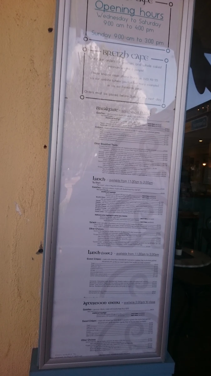 Menu, Breizh Cafe
