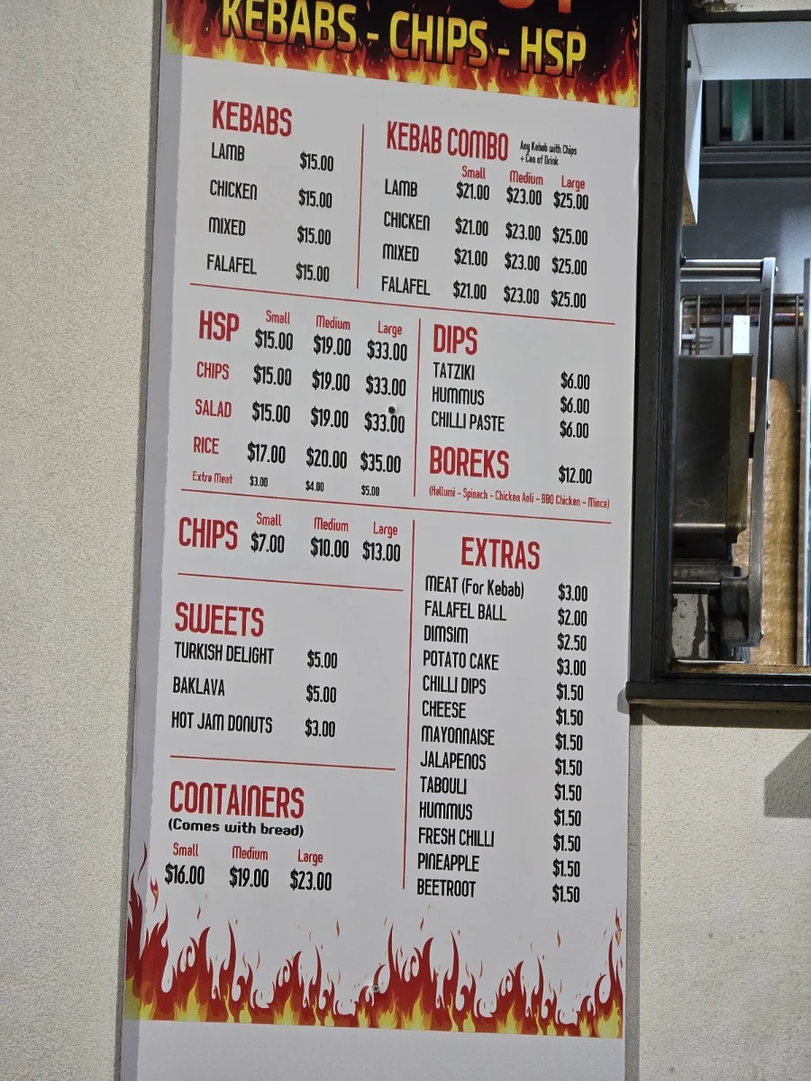 Menu, Hot Spot Kebabs