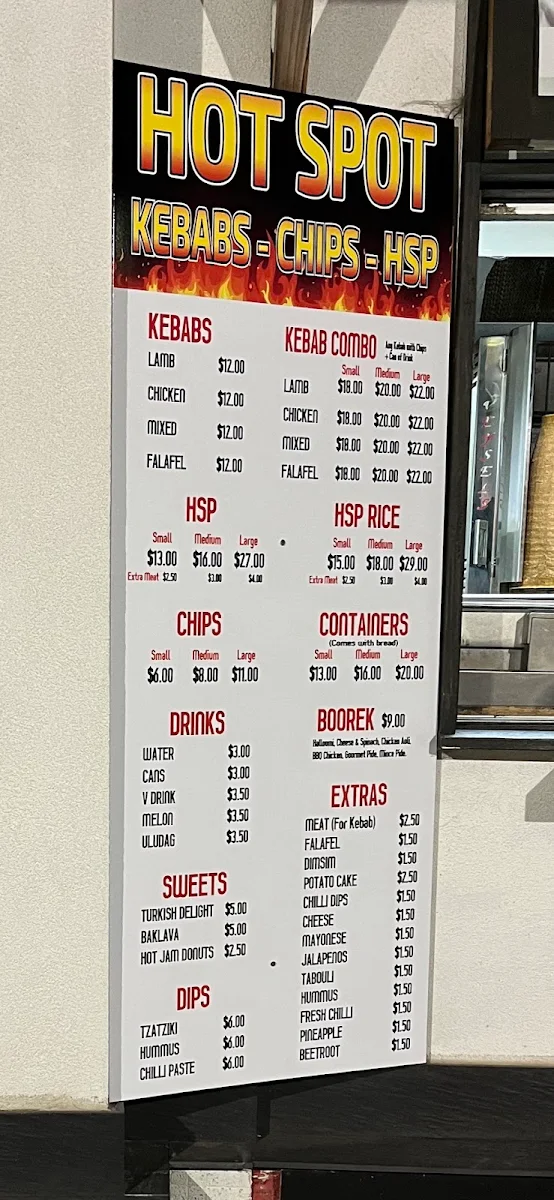 Menu, Hot Spot Kebabs