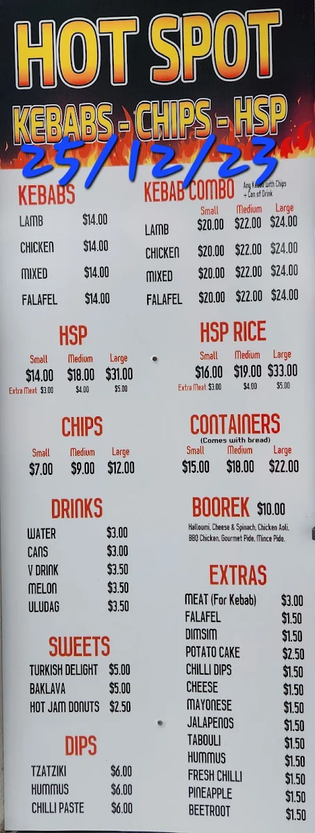 Menu, Hot Spot Kebabs
