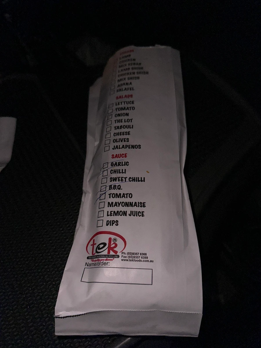 Menu, Hot Spot Kebabs
