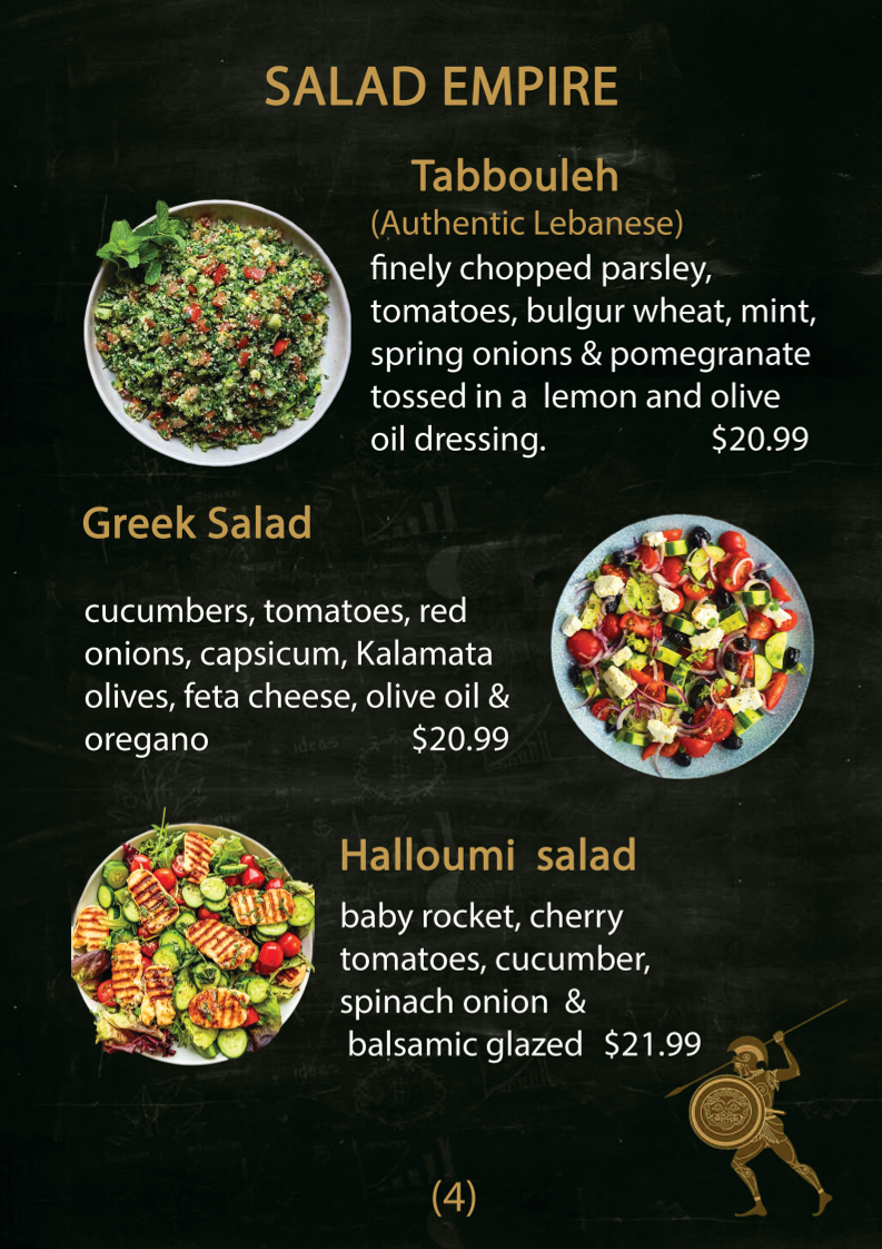 Menu, Alexander Mediterranean Restaurant