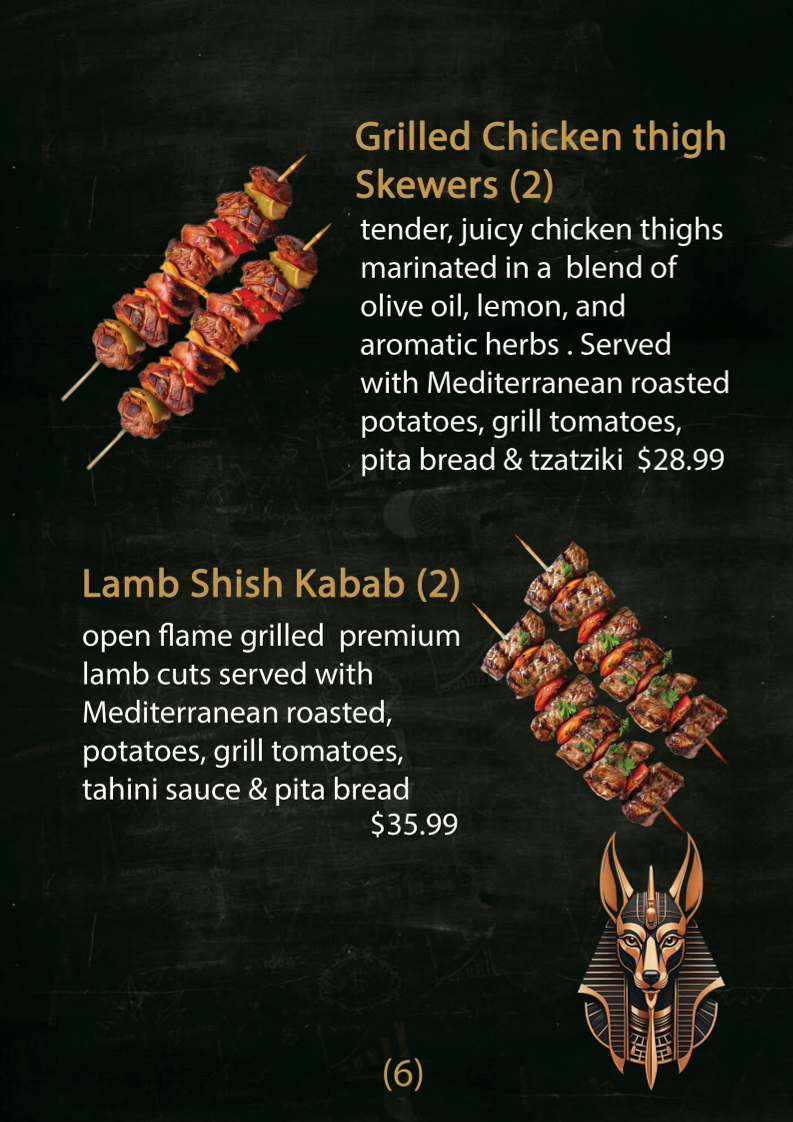 Menu, Alexander Mediterranean Restaurant