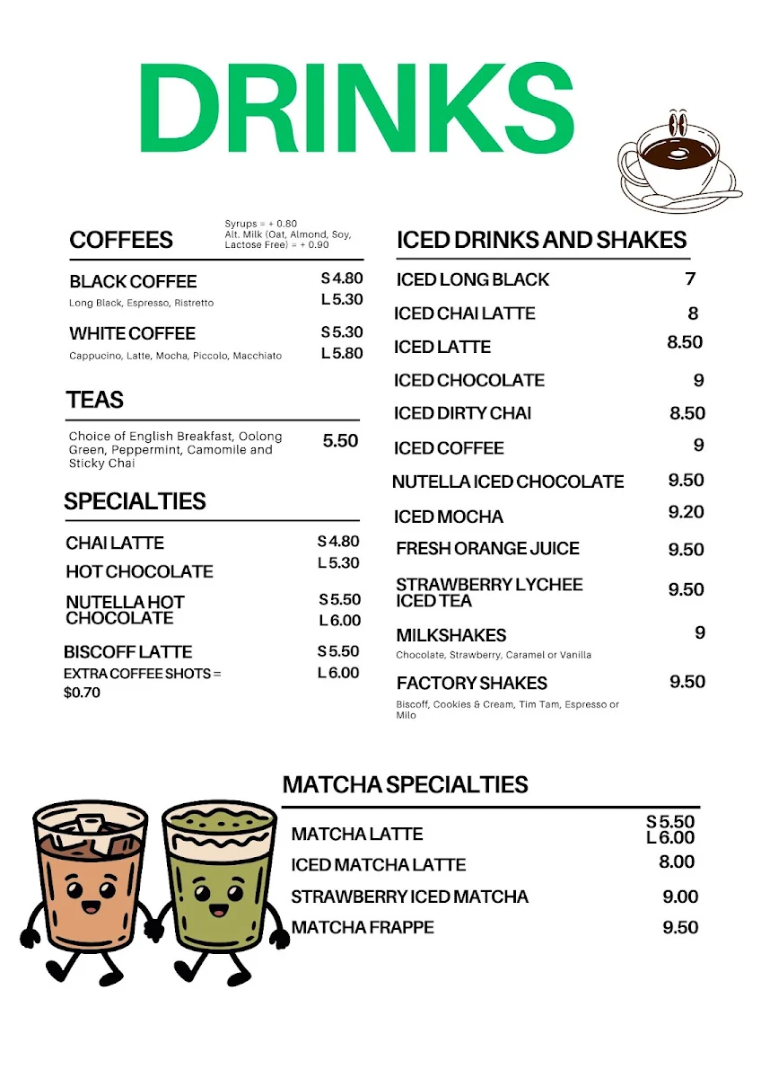 Menu, Paper Plane Factory Cafe