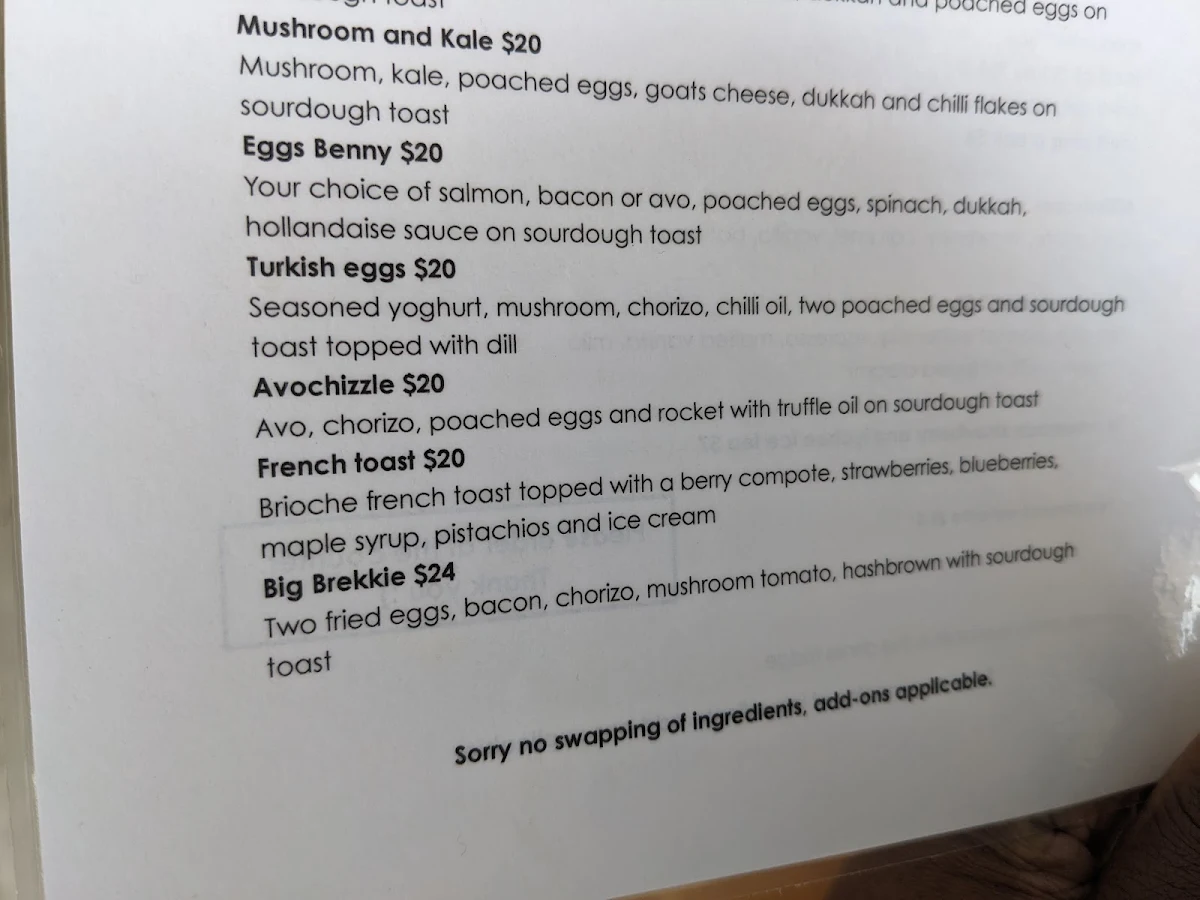 Menu, Paper Plane Factory Cafe