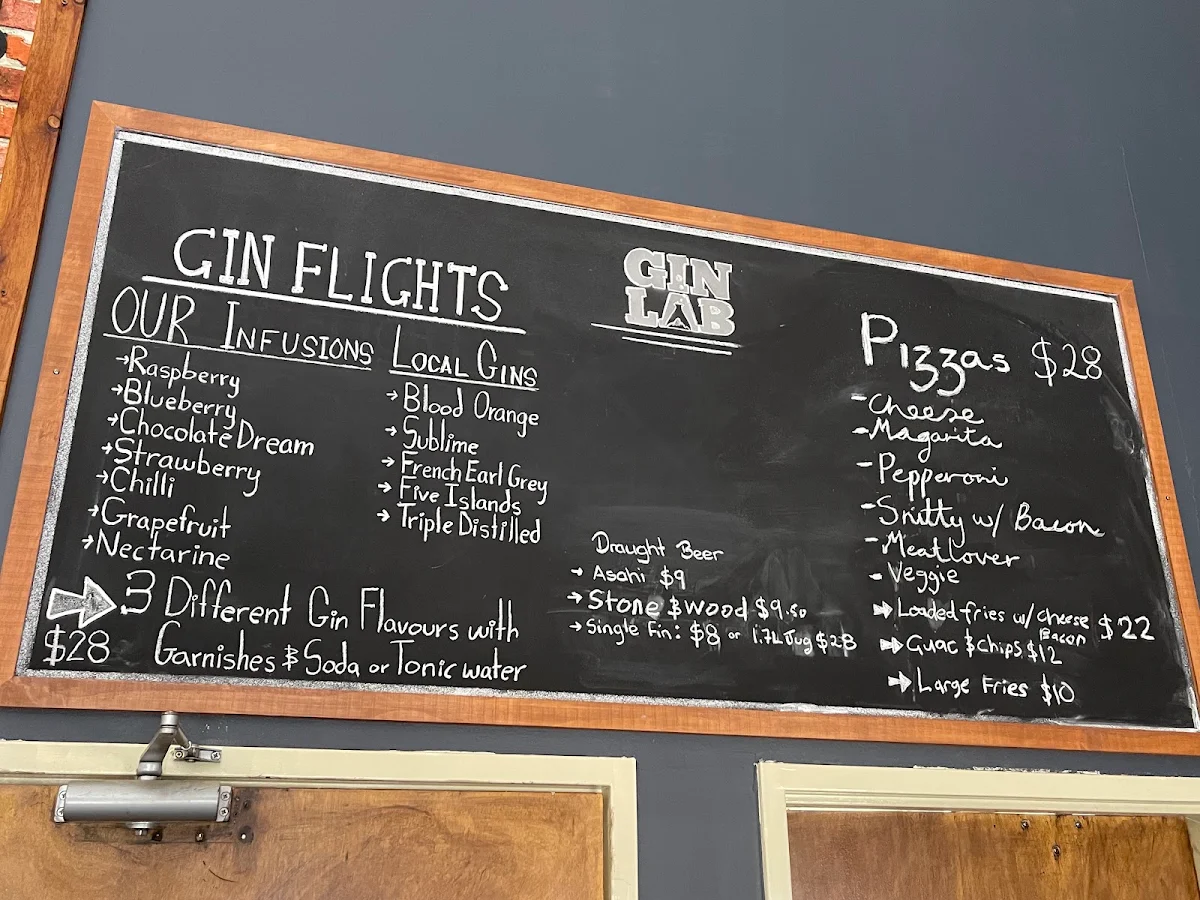 Menu, Thredbo Gin Lab
