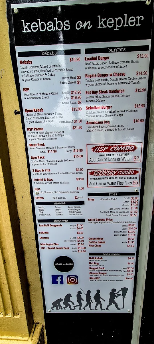 Menu, Kebabs on Kepler