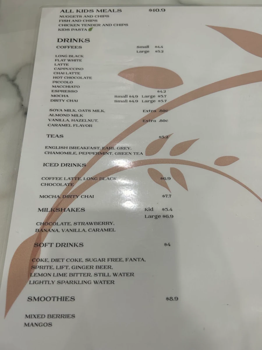 Menu, Stonemill Patisserie