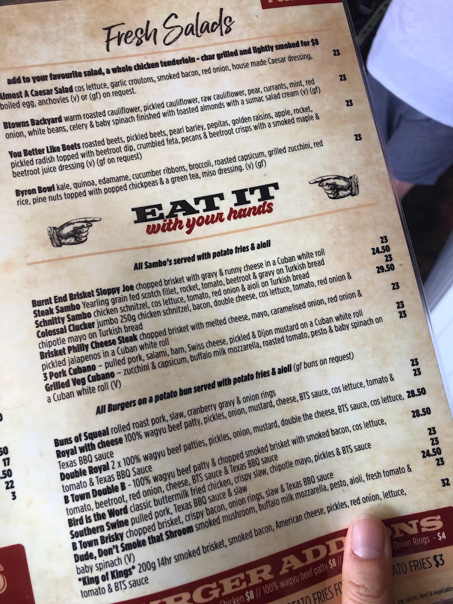 Menu, The Oxford Bathurst