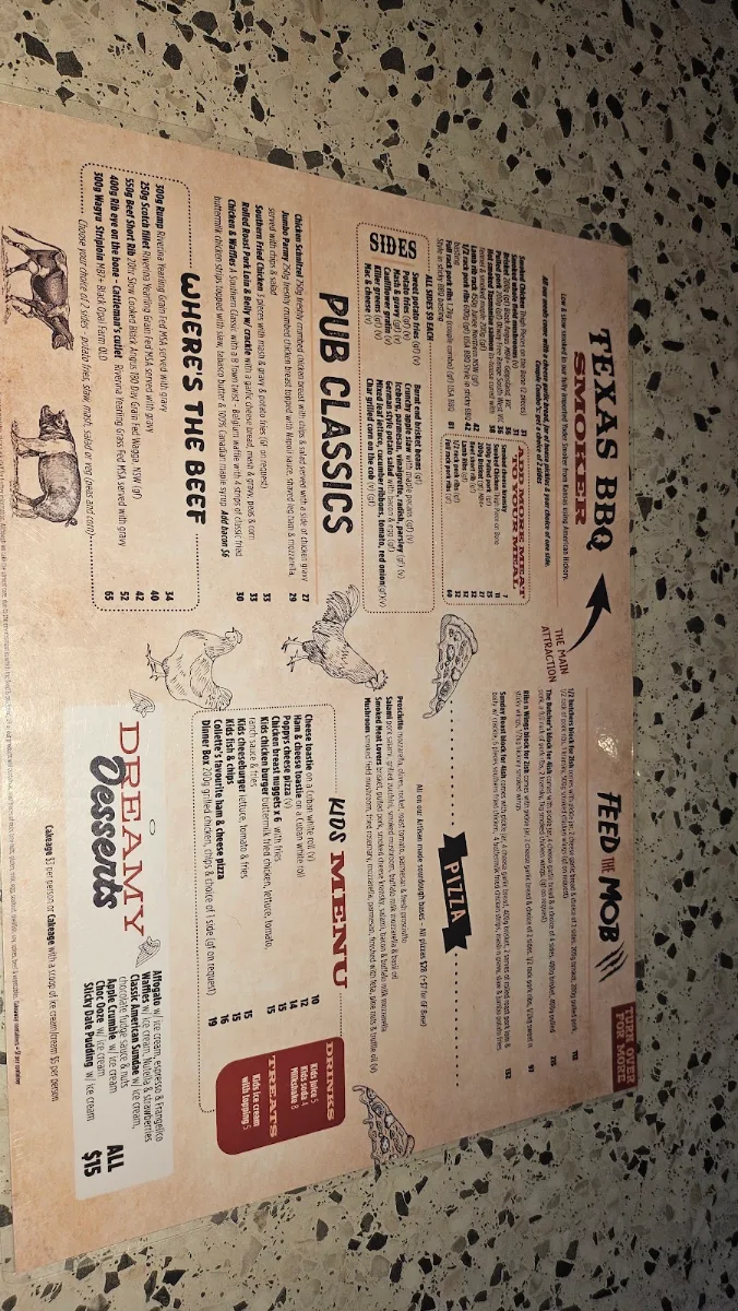 Menu, The Oxford Bathurst