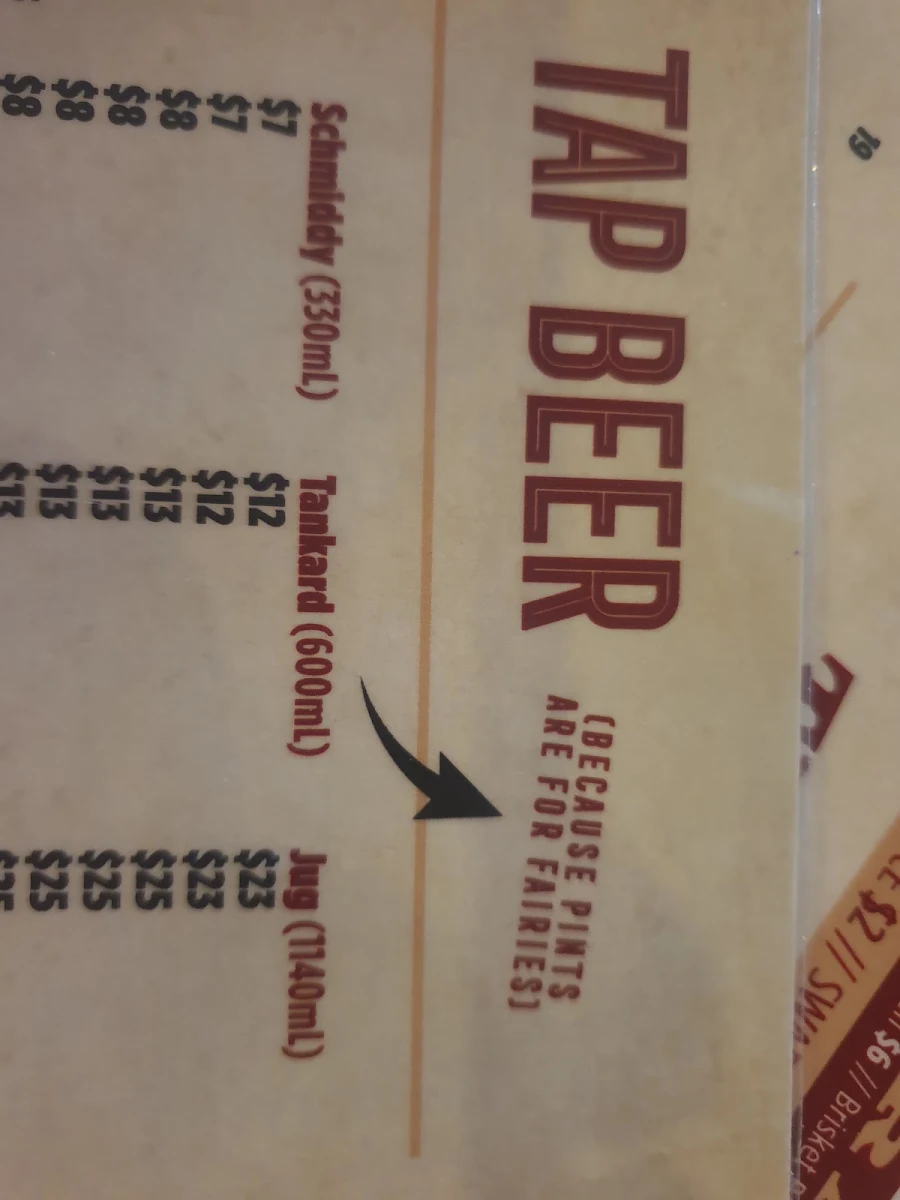 Menu, The Oxford Bathurst