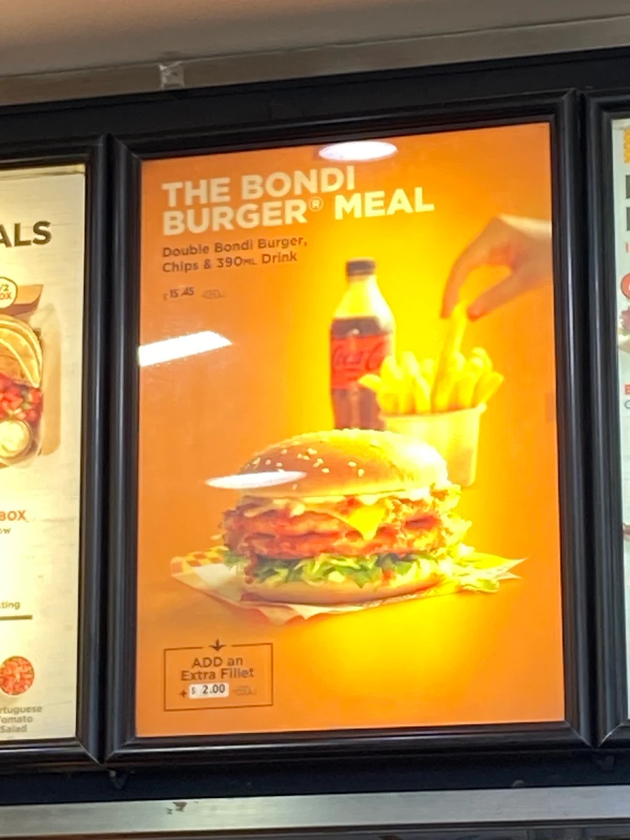 Menu, Oporto Bondi