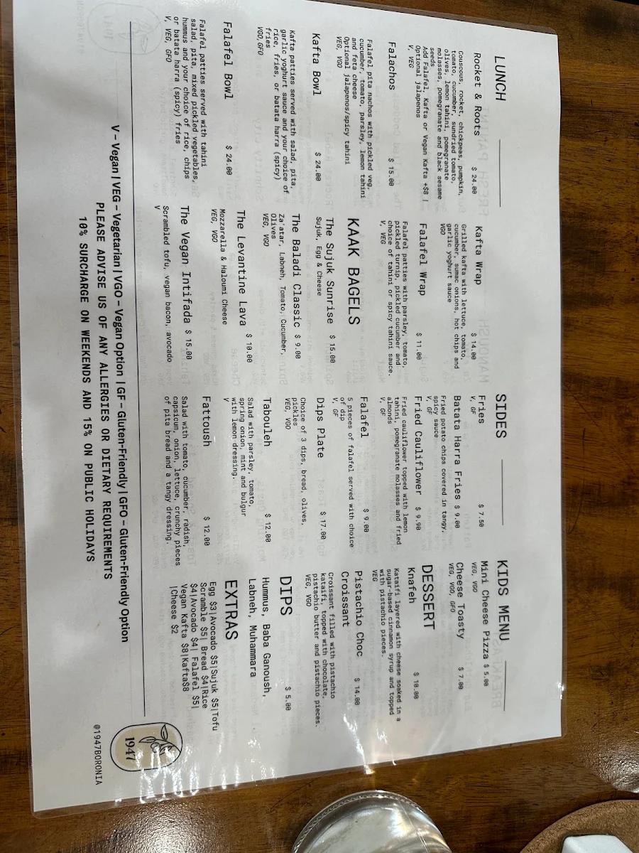 Menu, 1947