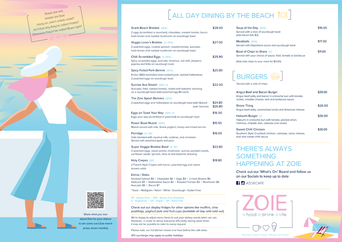 Menu, Zoie