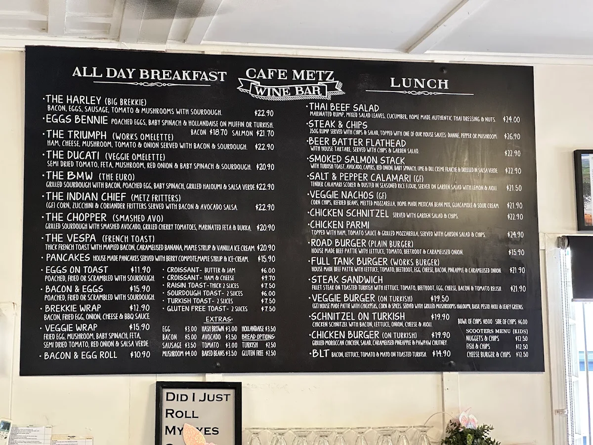 Menu, Cafe Metz
