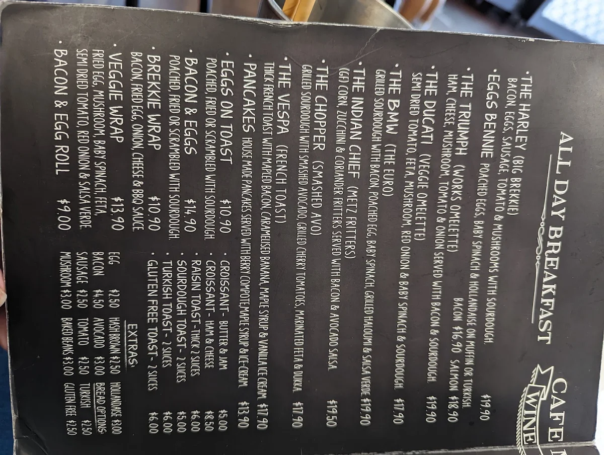 Menu, Cafe Metz