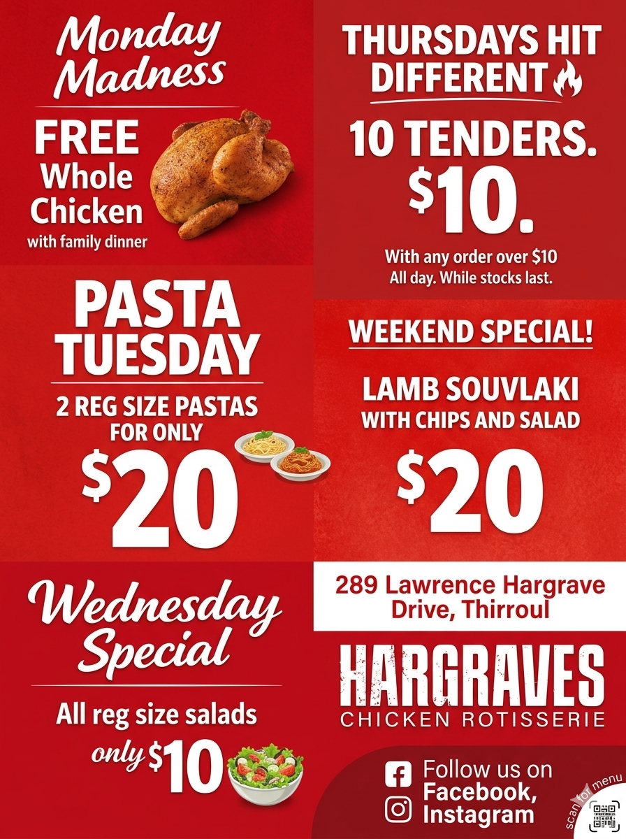 Menu, Hargraves Rotisserie