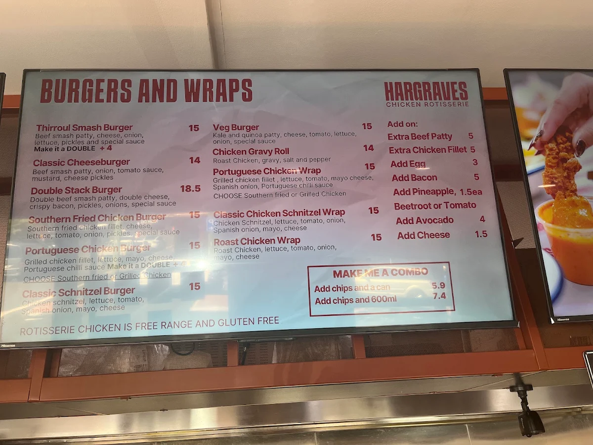 Menu, Hargraves Rotisserie