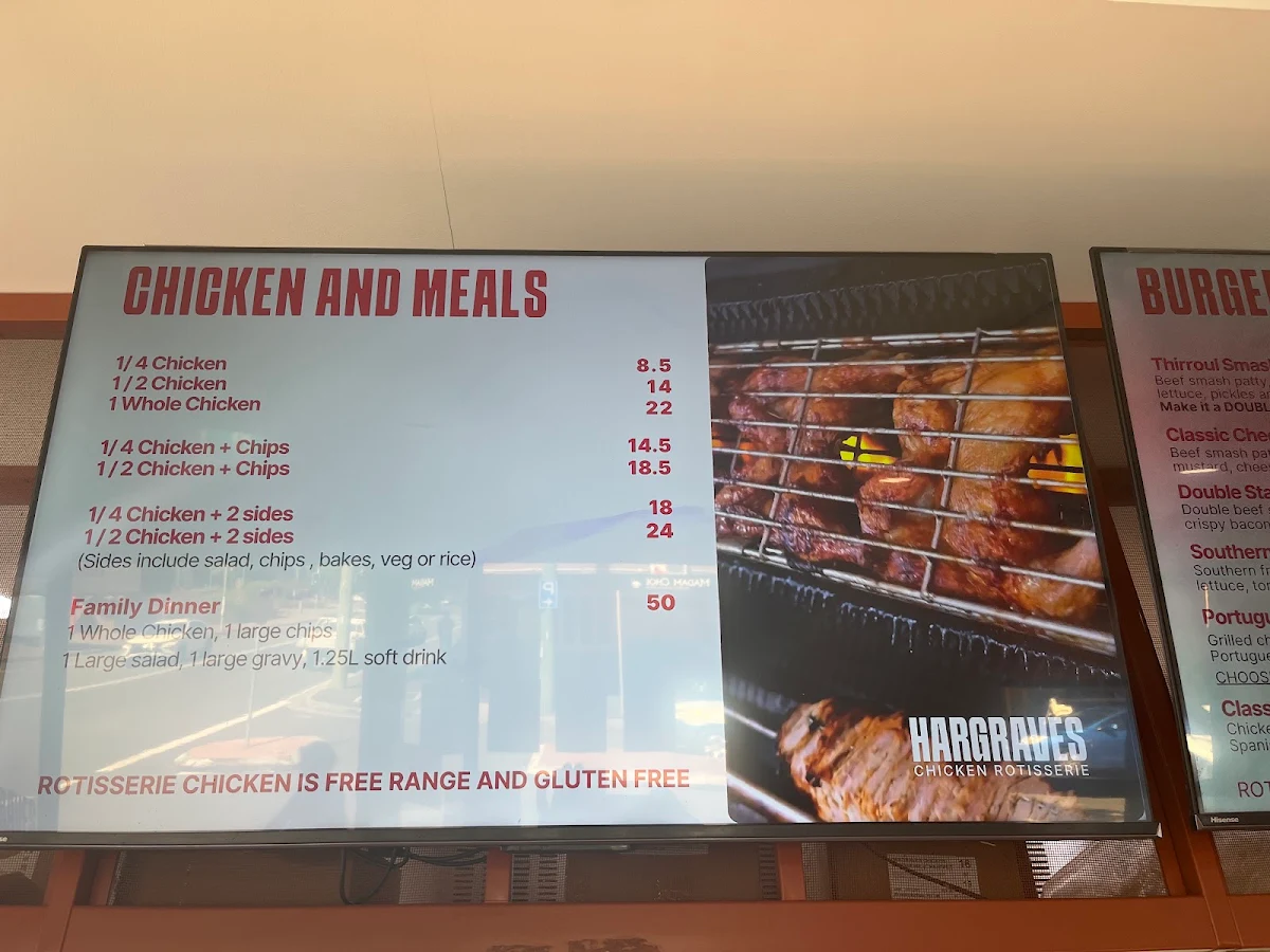 Menu, Hargraves Rotisserie
