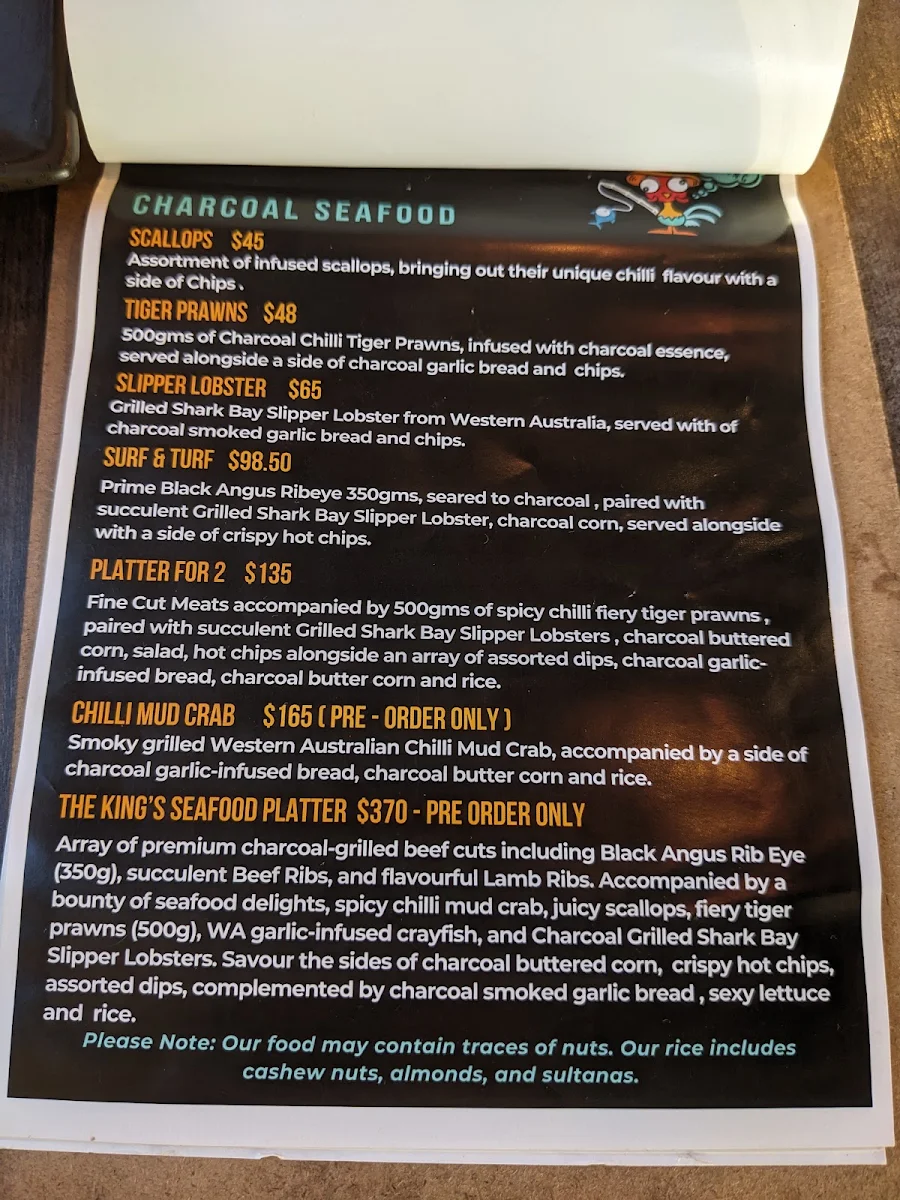 Menu, Charcoal Loco