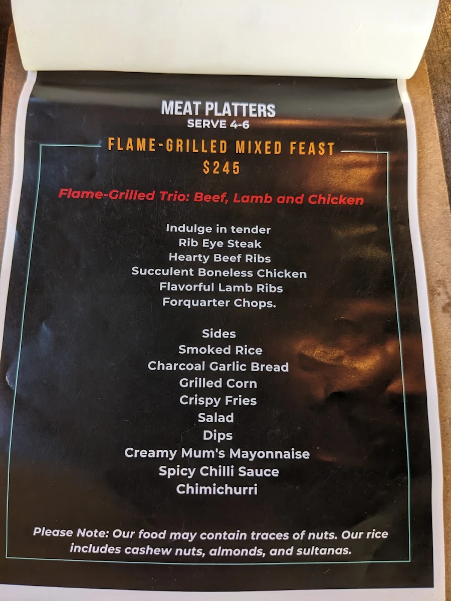 Menu, Charcoal Loco