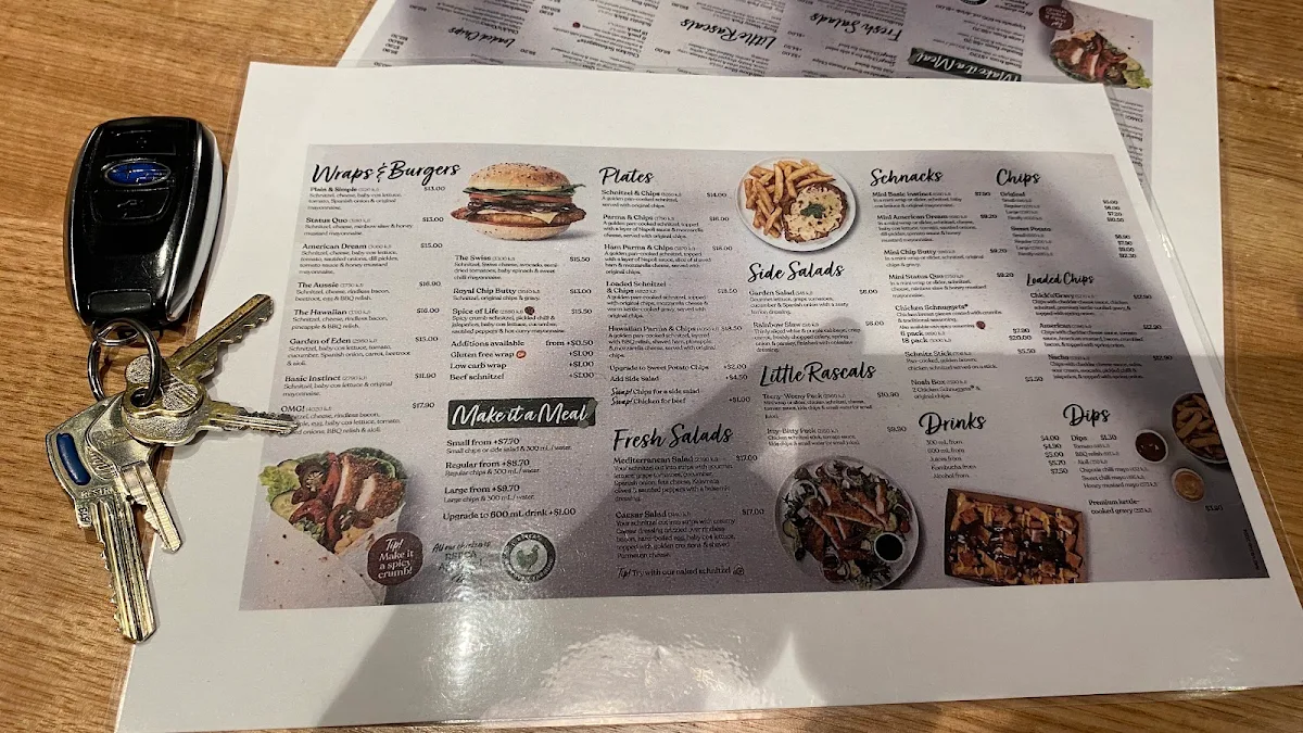 Menu, Schnitz Mildura