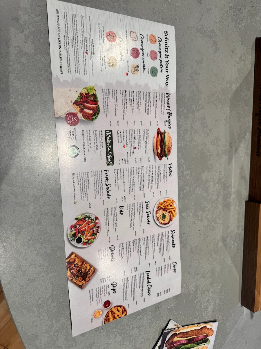 Menu, Schnitz Mildura