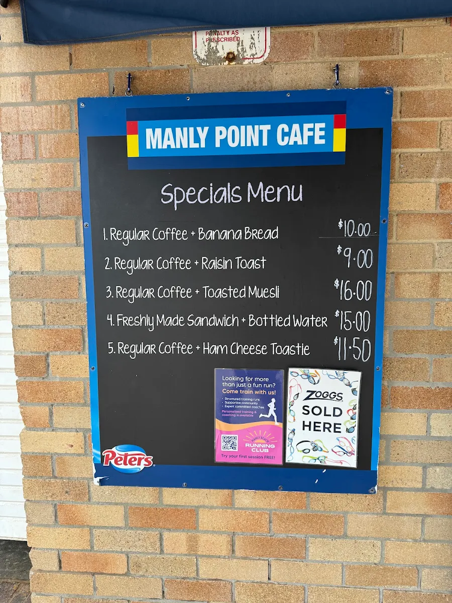 Menu, Manly Point Cafe