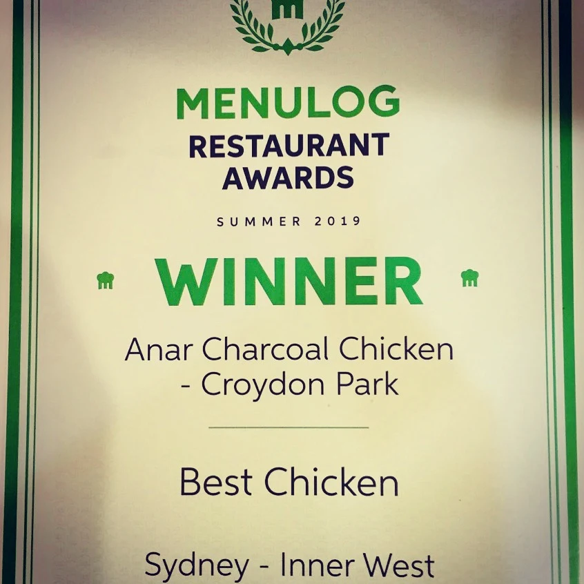 Menu, Anar Charcoal Chicken