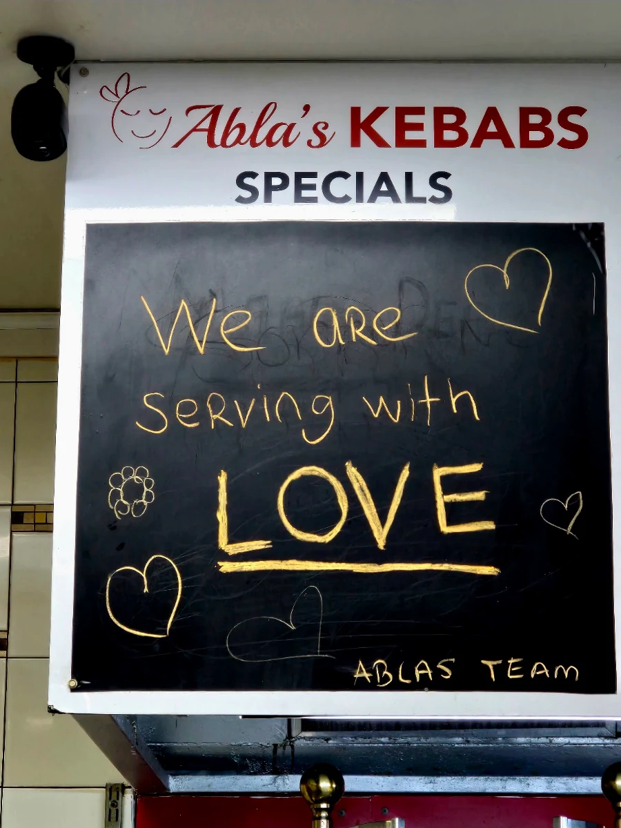 Menu, Abla’s Kebab & Chargrill