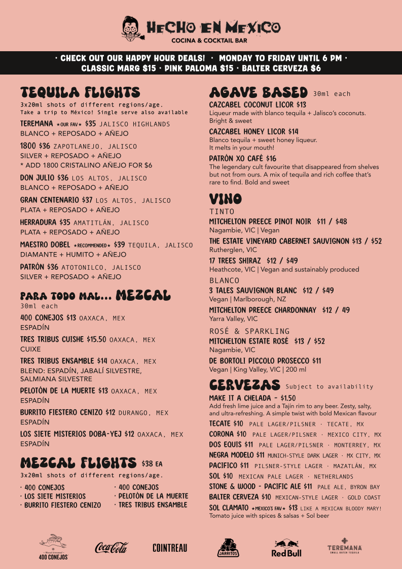 Menu, Hecho en Mexico Heidelberg