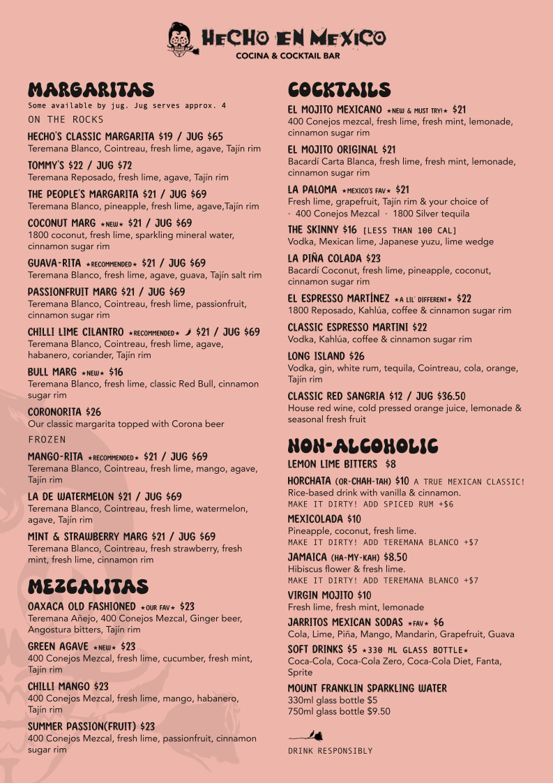 Menu, Hecho en Mexico Heidelberg