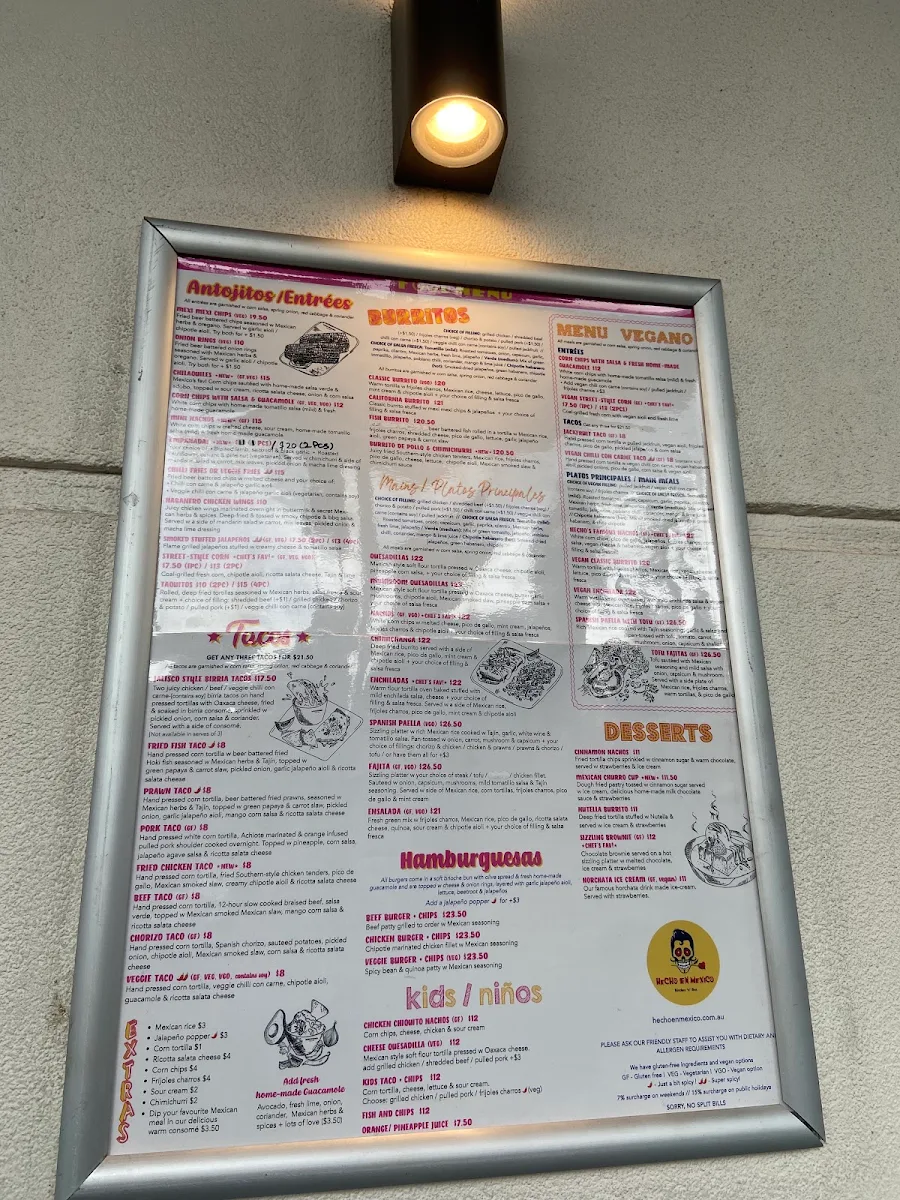 Menu, Hecho en Mexico Heidelberg