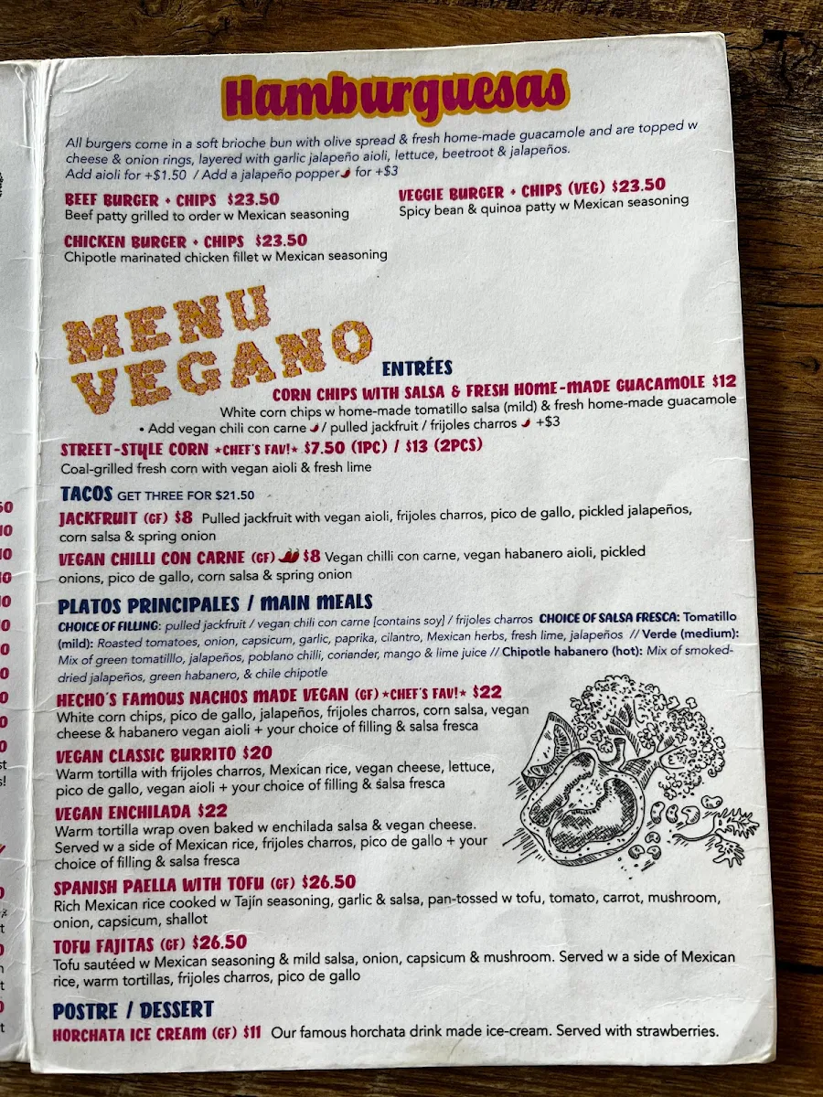 Menu, Hecho en Mexico Heidelberg