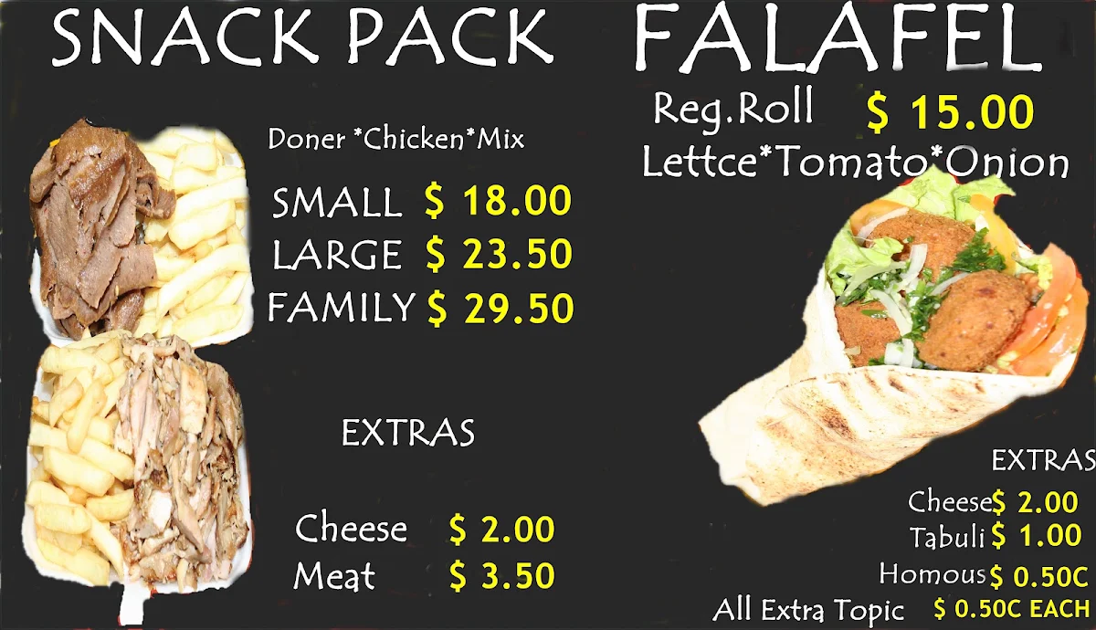 Menu, Darling Kebabs