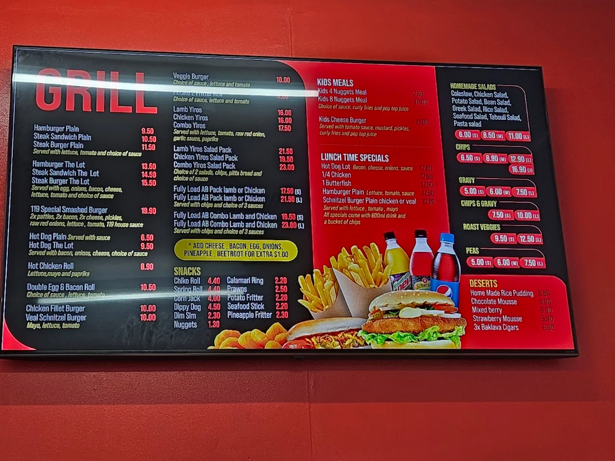 Menu, 119 Chicken and Seafood