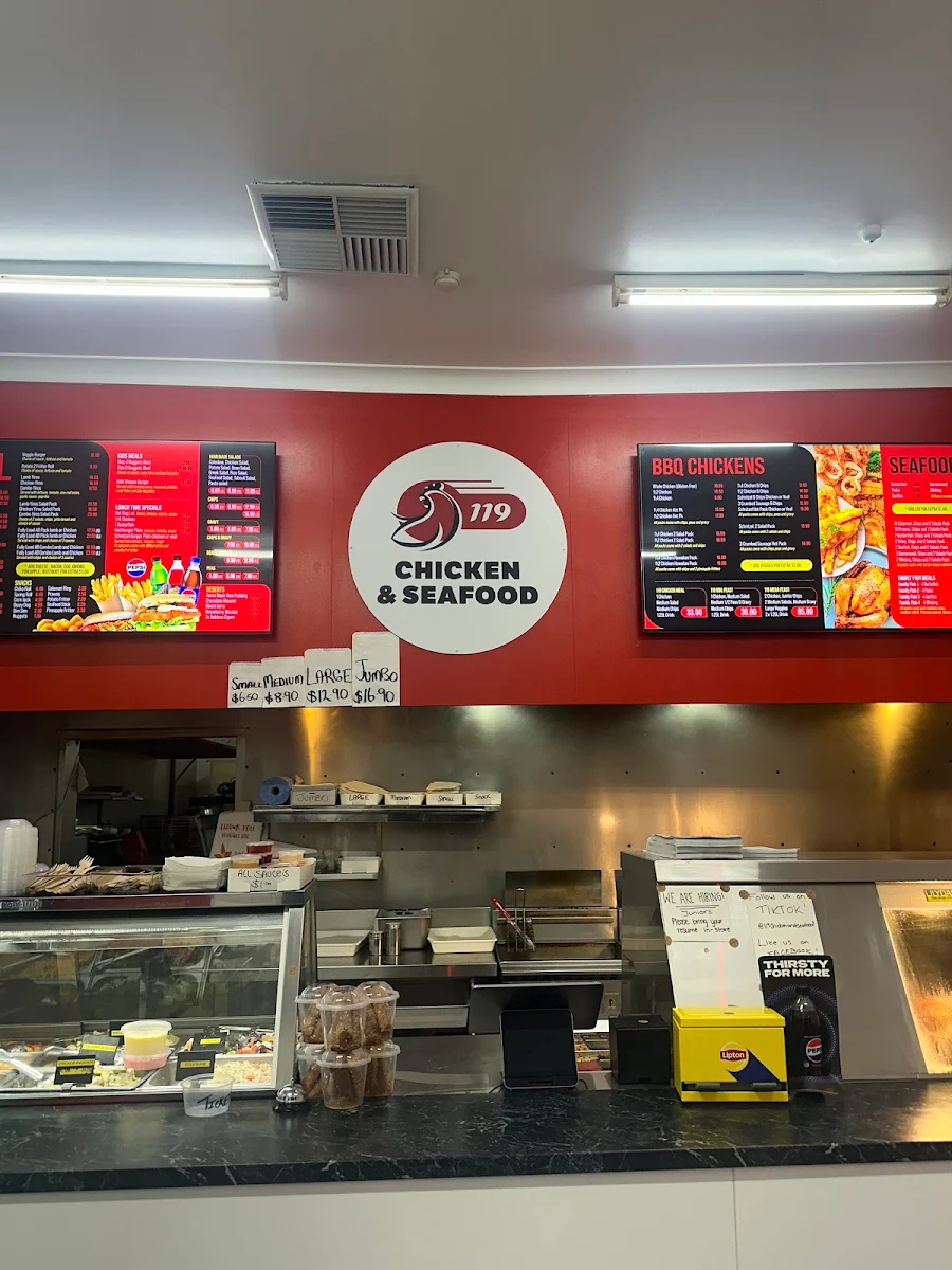 Menu, 119 Chicken and Seafood