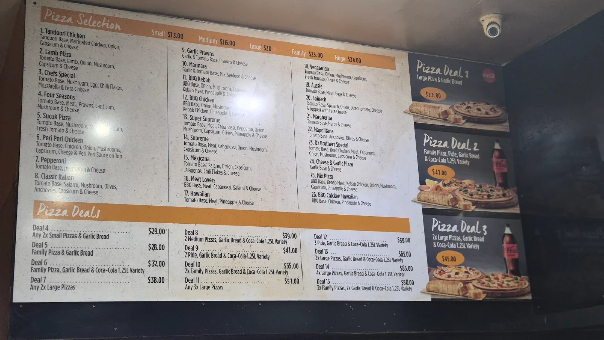 Menu, OZ Brothers Kebabs