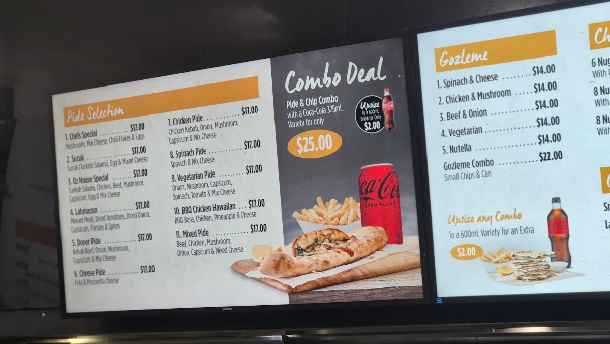 Menu, OZ Brothers Kebabs