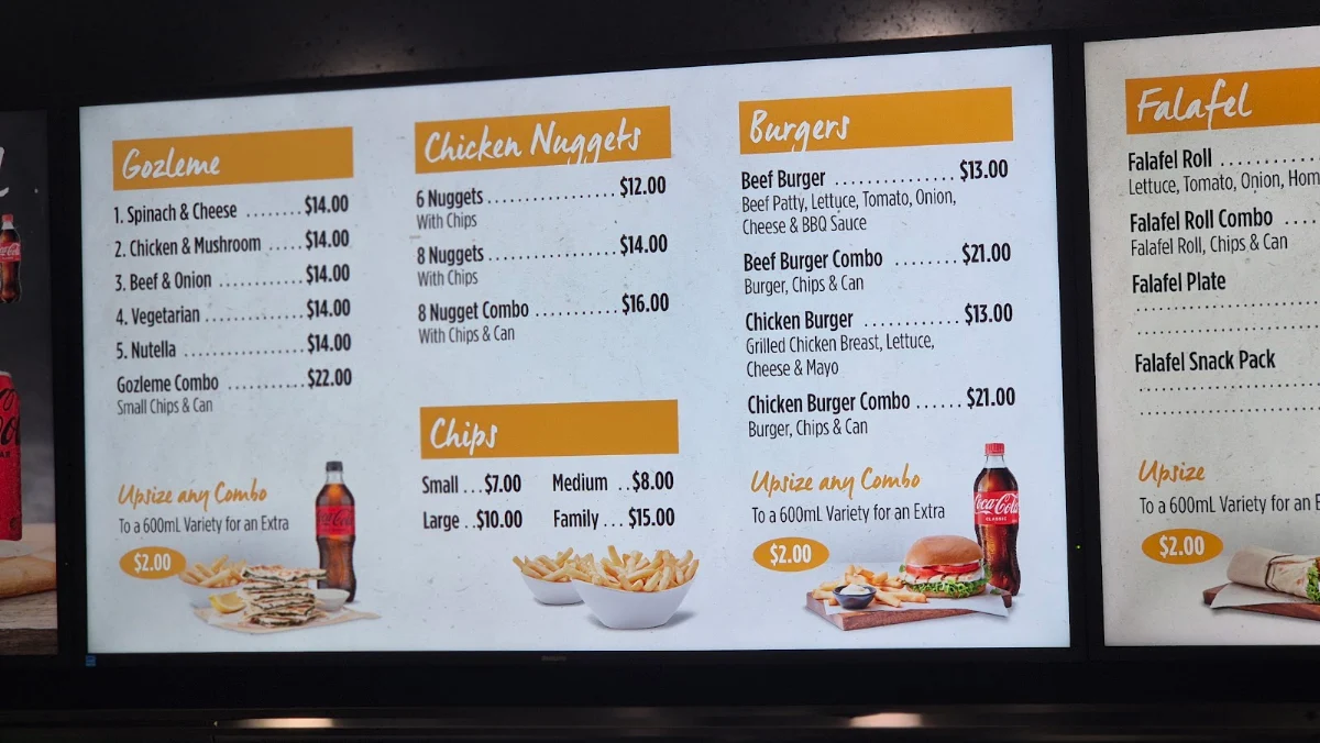 Menu, OZ Brothers Kebabs