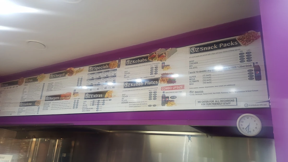 Menu, OZ Brothers Kebabs