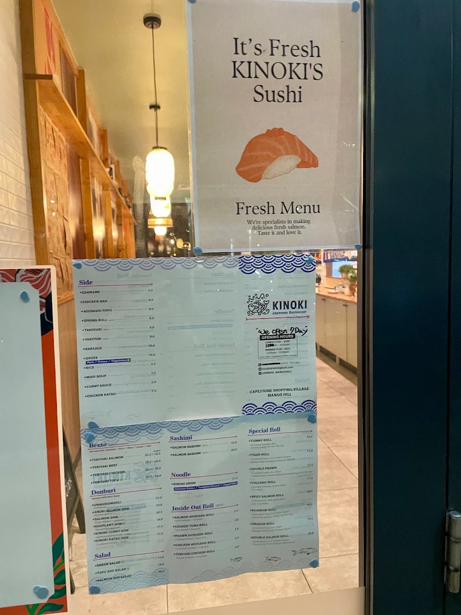 Menu, KINOKI Japanese Restaurant