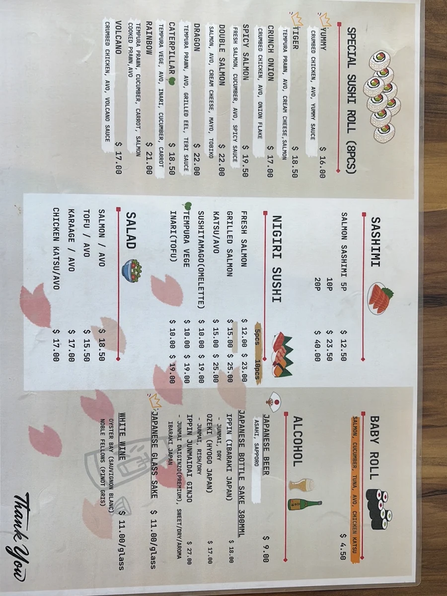 Menu, KINOKI Japanese Restaurant